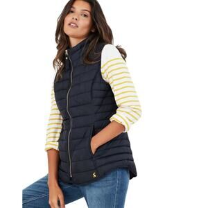 Joules Furlton Quilted Gilet Vest Women’s 8 Marine Navy Padded Full Zip 214229
